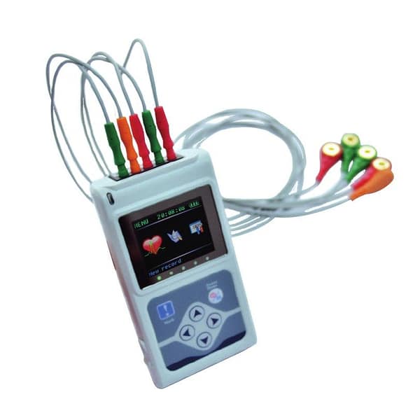 Grabadora Holter TLC9803 con cable de paciente de 3 canales conectado
